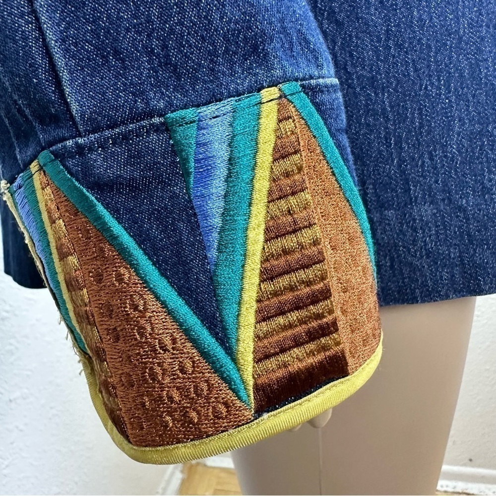 BOB MACKIE wearable art denim Shacket M southwestern heavy embroidered rodeo - Picture 9 of 14